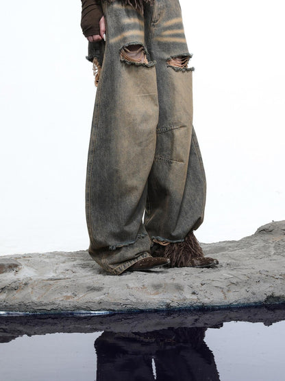 NORTH NODE Sculpted Washed Distressed Curved Cut Women&