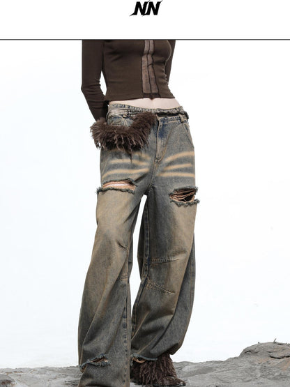 NORTH NODE Sculpted Washed Distressed Curved Cut Women&