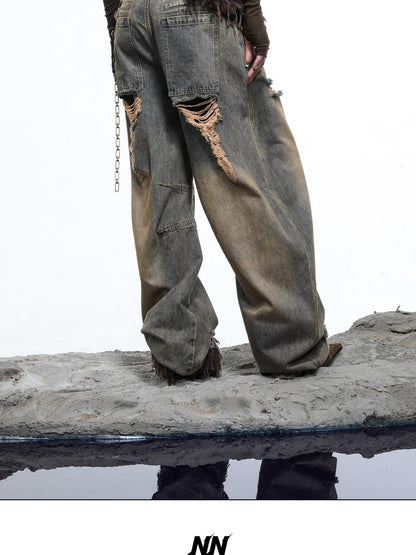 NORTH NODE Sculpted Washed Distressed Curved Cut Women&
