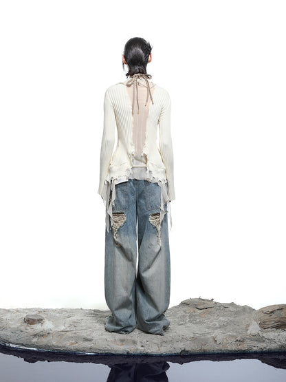 NORTH NODE Sculpted Washed Distressed Curved Cut Women&