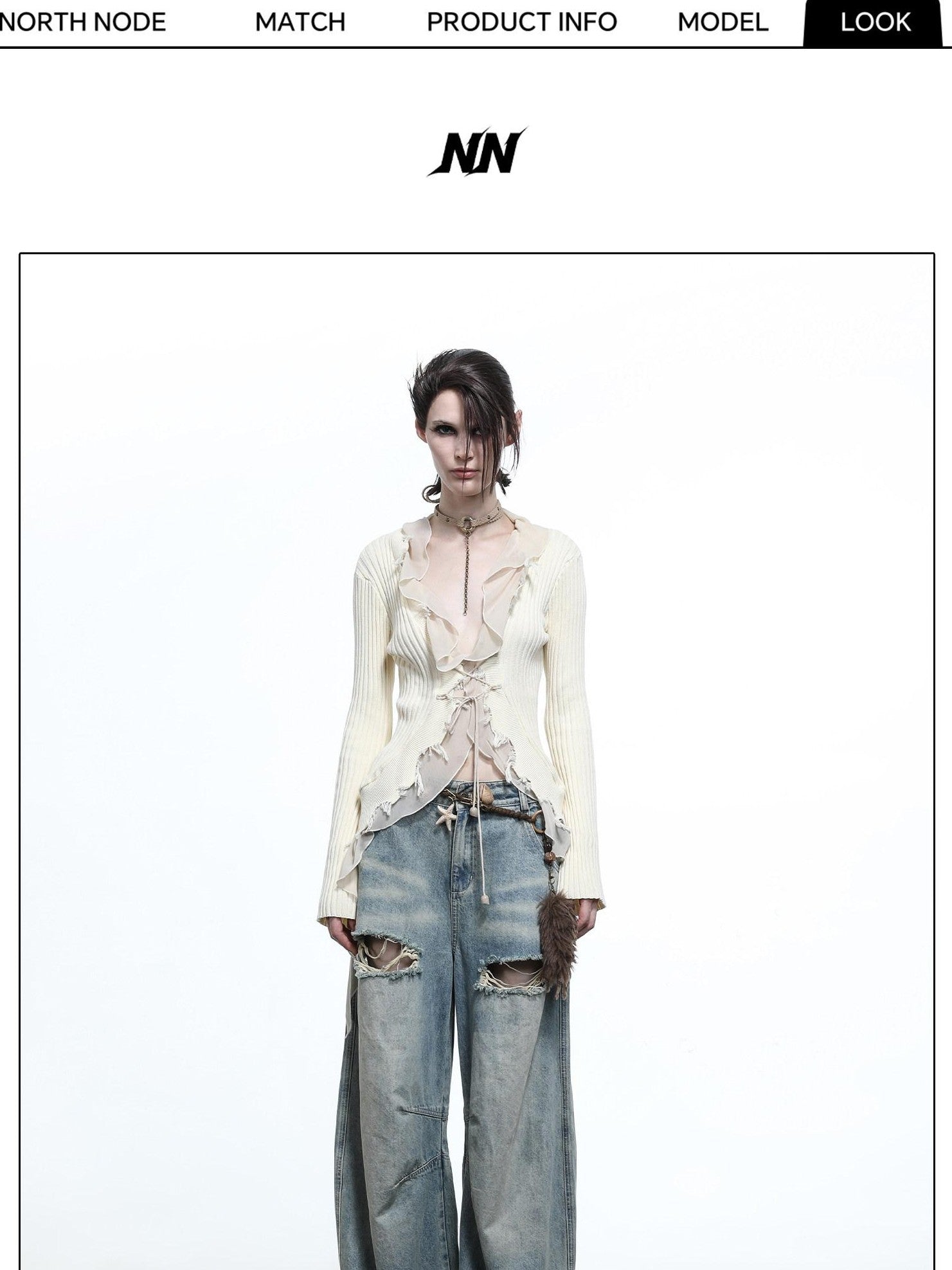NORTH NODE Sculpted Washed Distressed Curved Cut Women&