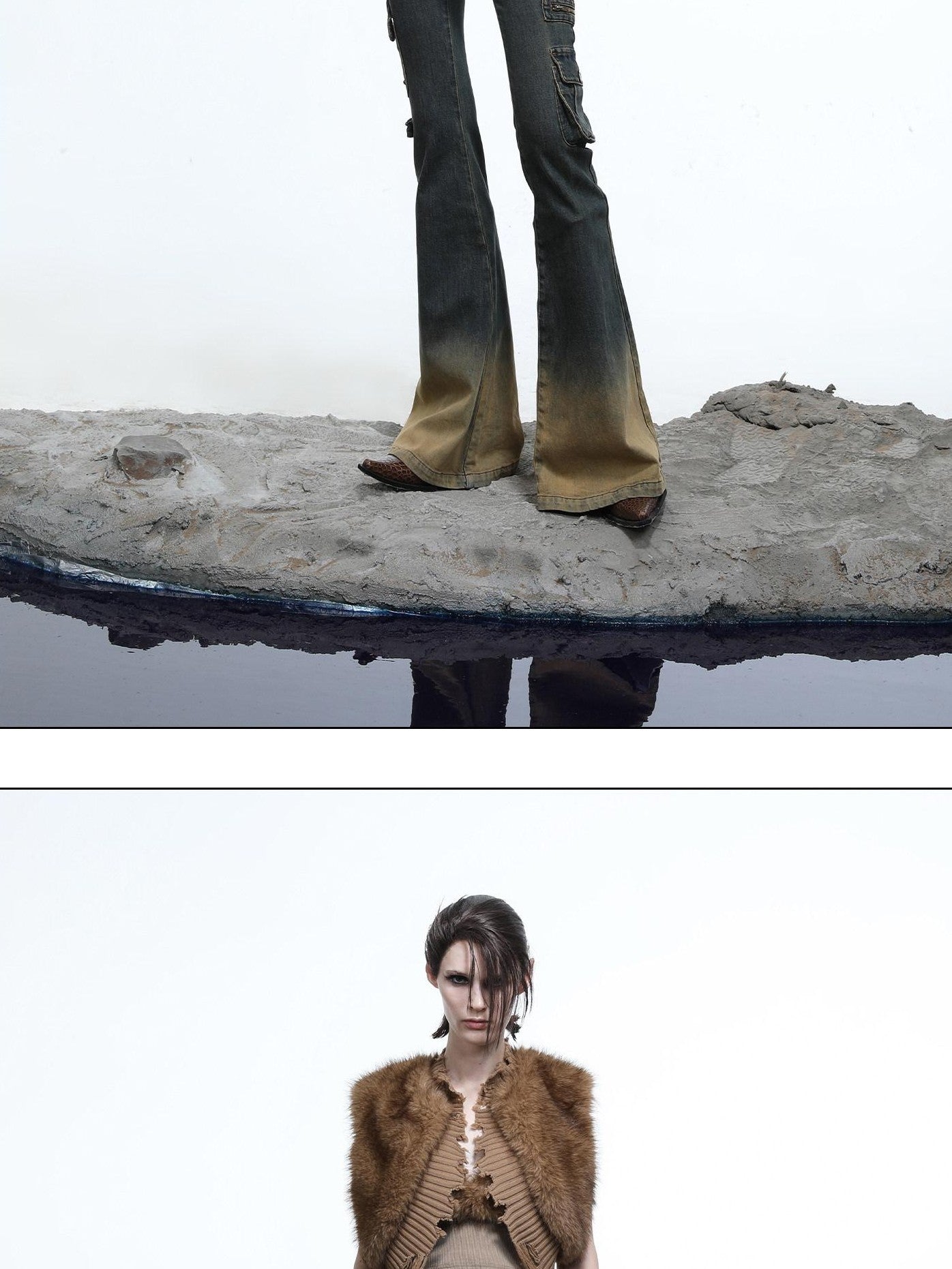 NORTH NODE Shaggy Knitted Patchwork Layered Women&
