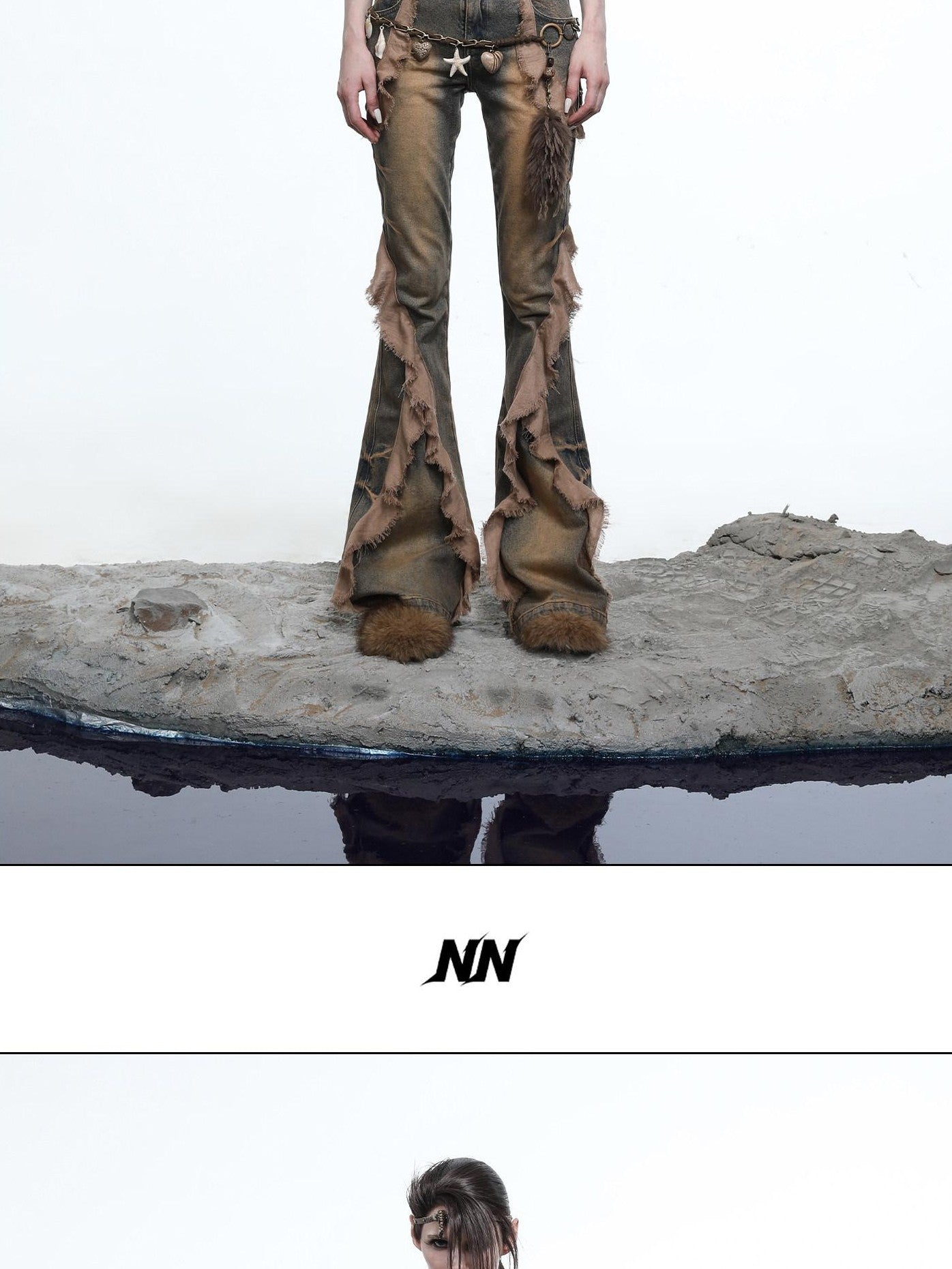 NORTH NODE Shaggy Knitted Patchwork Layered Women&