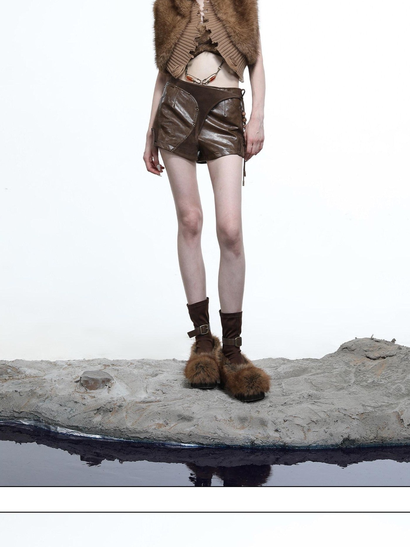 NORTH NODE Shaggy Knitted Patchwork Layered Women&