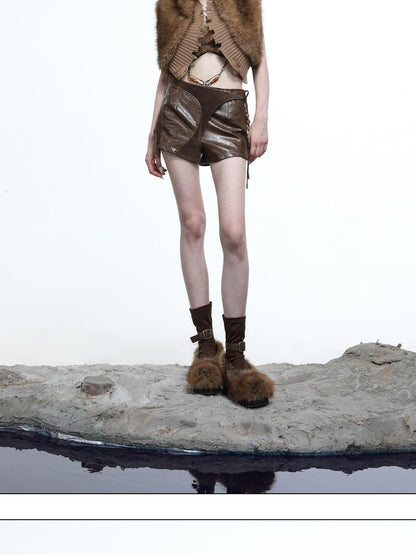 NORTH NODE Shaggy Knitted Patchwork Layered Women&