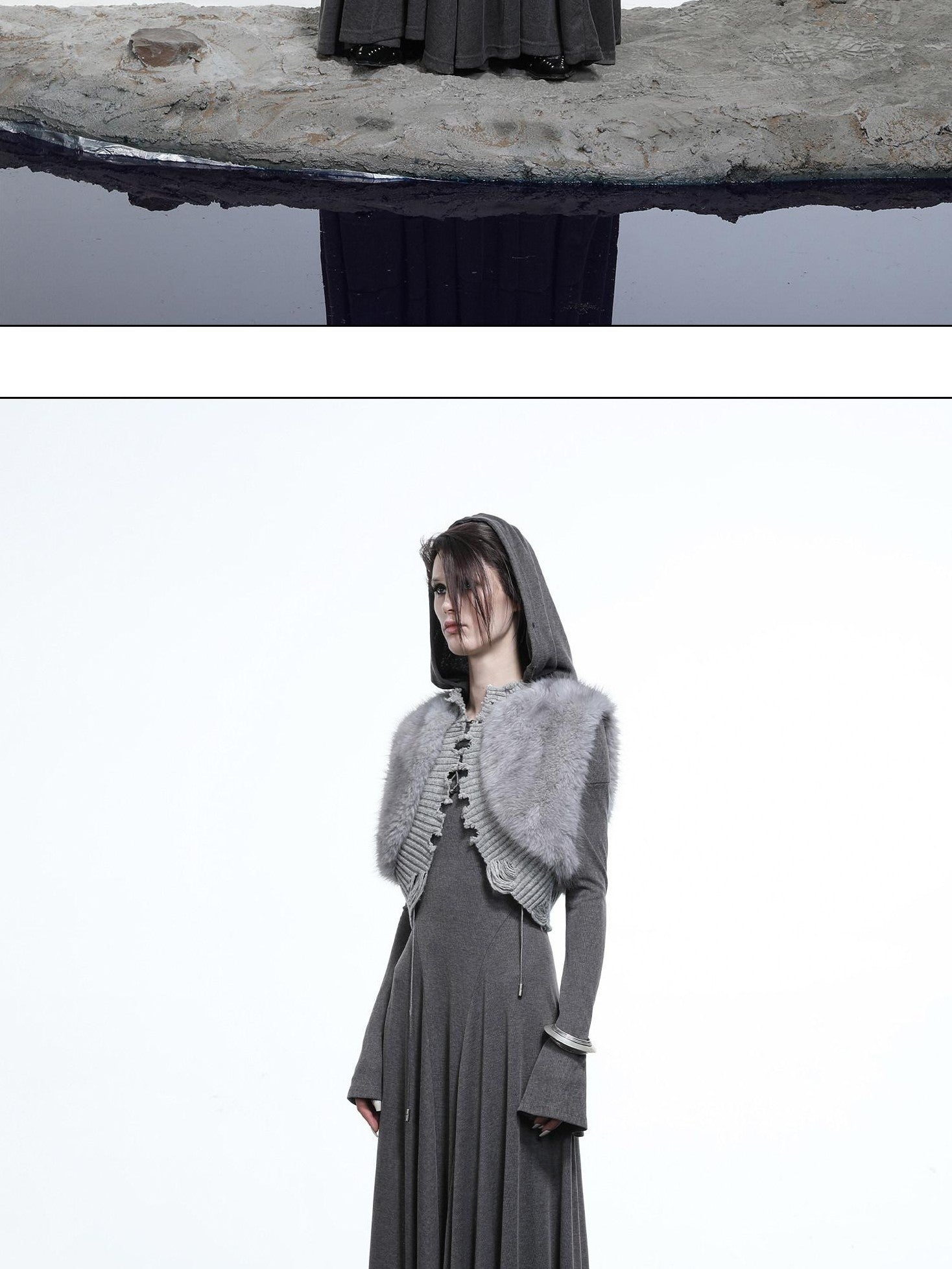 NORTH NODE Shaggy Knitted Patchwork Layered Women&