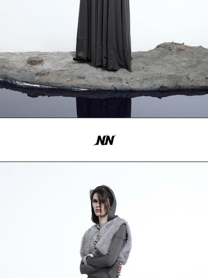 NORTH NODE Shaggy Knitted Patchwork Layered Women&