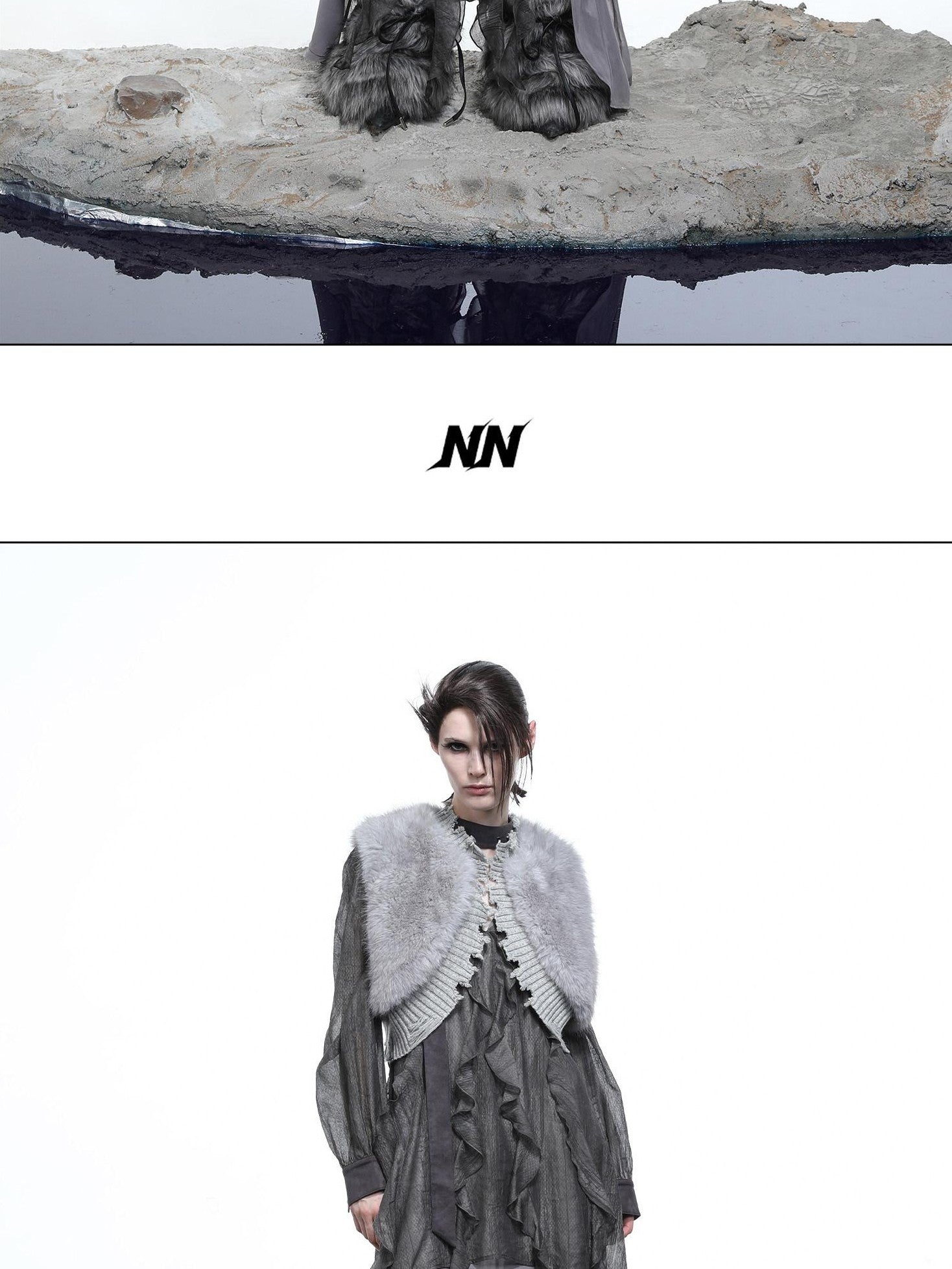NORTH NODE Shaggy Knitted Patchwork Layered Women&