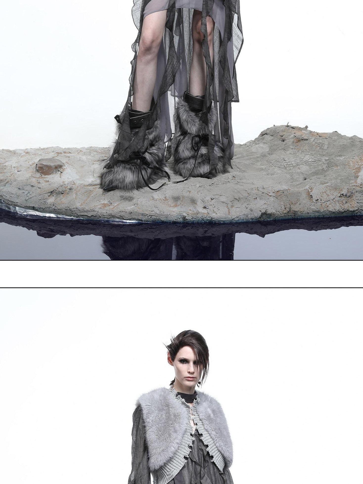 NORTH NODE Shaggy Knitted Patchwork Layered Women&