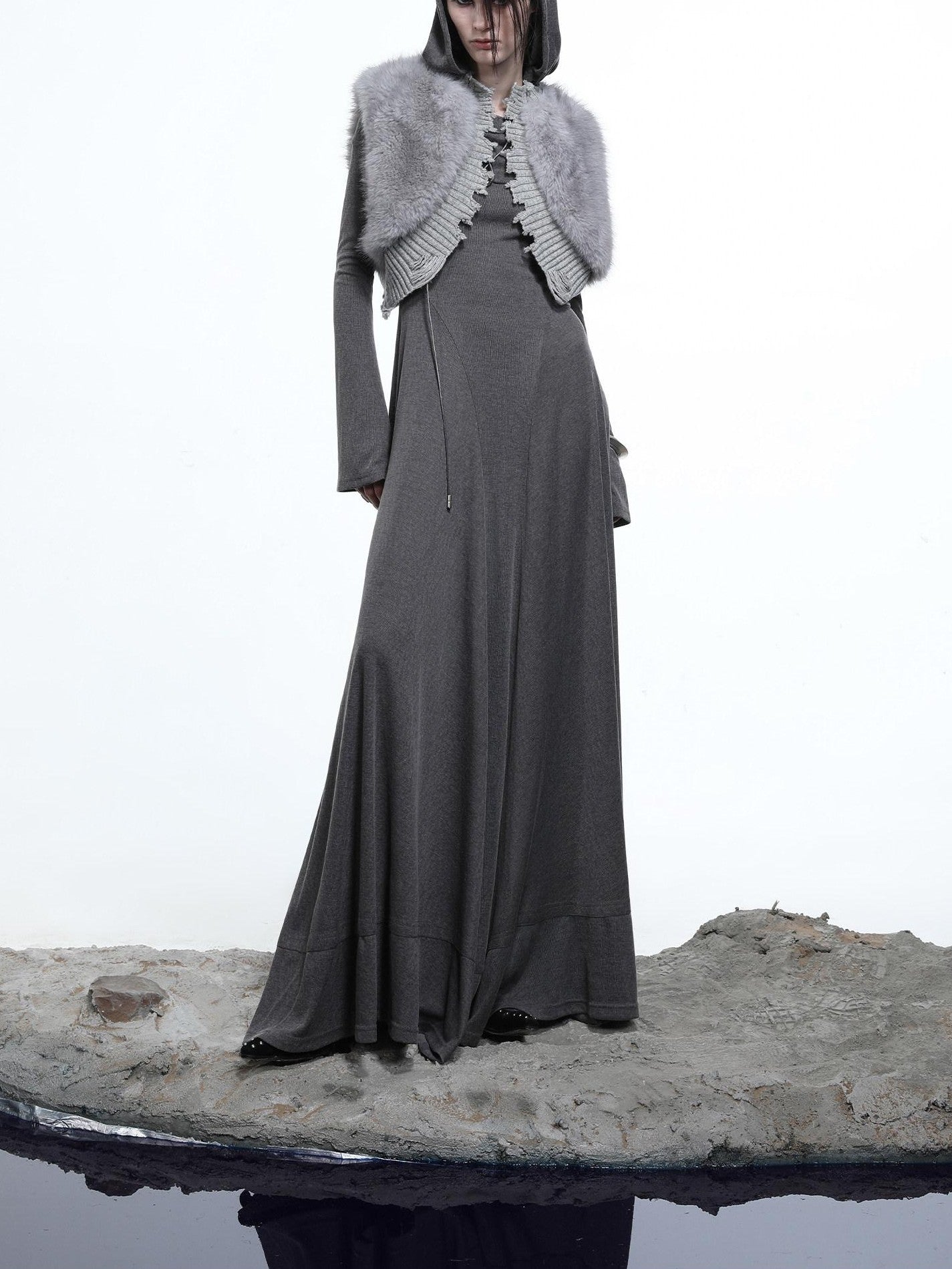 NORTH NODE Shaggy Knitted Patchwork Layered Women&