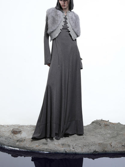NORTH NODE Shaggy Knitted Patchwork Layered Women&