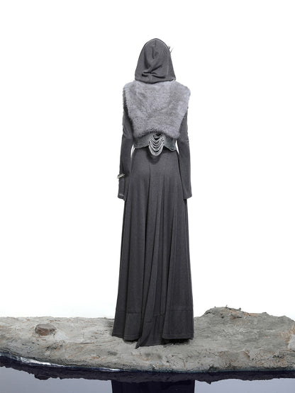 NORTH NODE Shaggy Knitted Patchwork Layered Women&