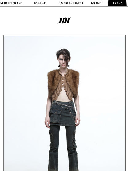 NORTH NODE Shaggy Knitted Patchwork Layered Women&