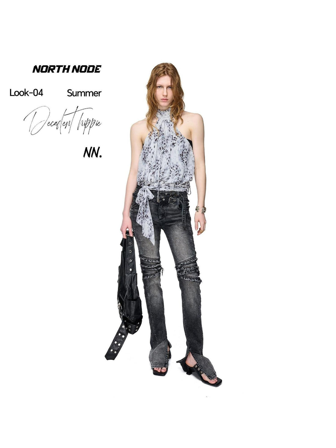 NORTH NODE Sheer Polka Dot Beaded Ruched Pleated Women&