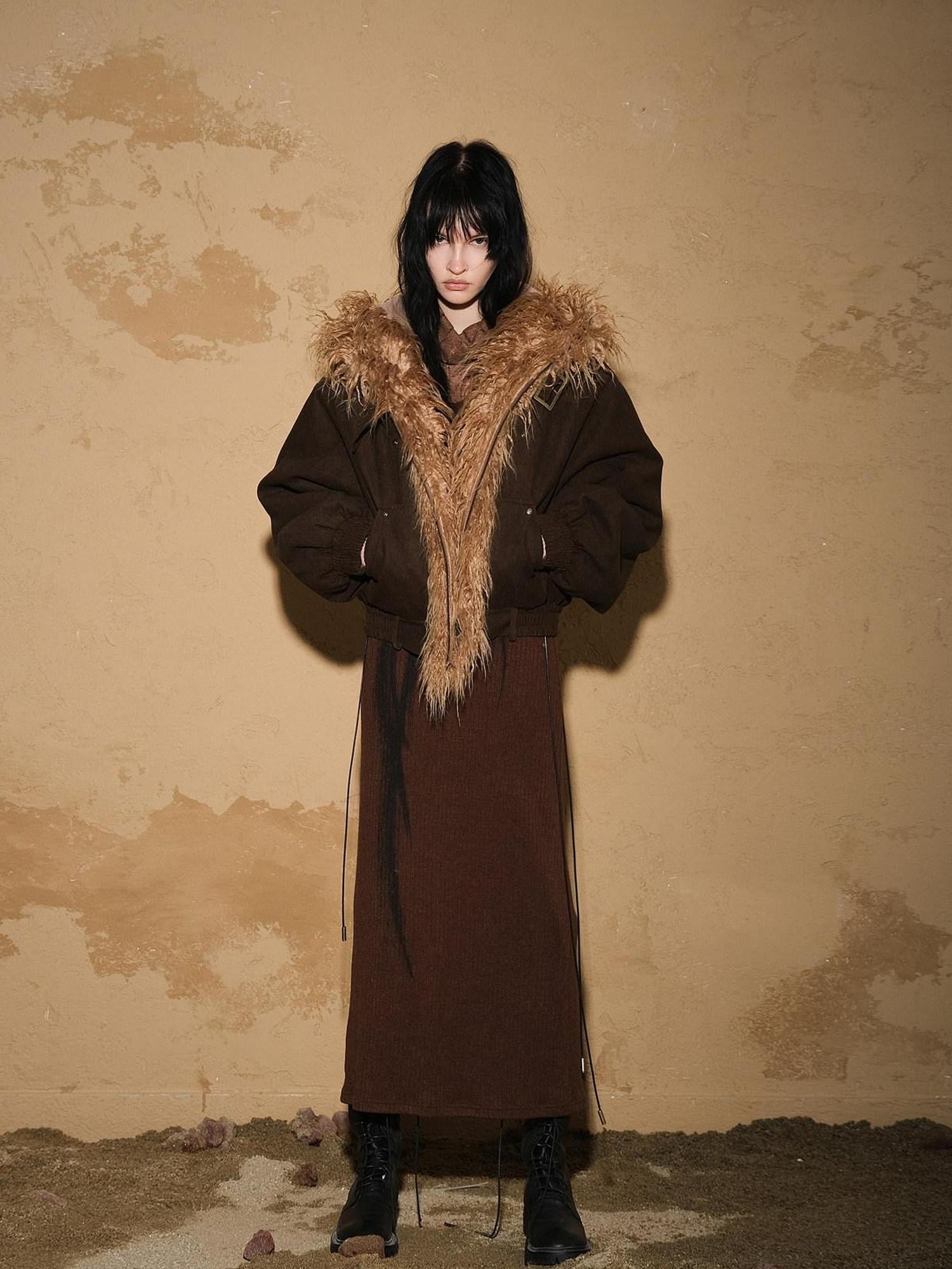 NORTH NODE Short Cropped Faux Fur Patchwork Women&