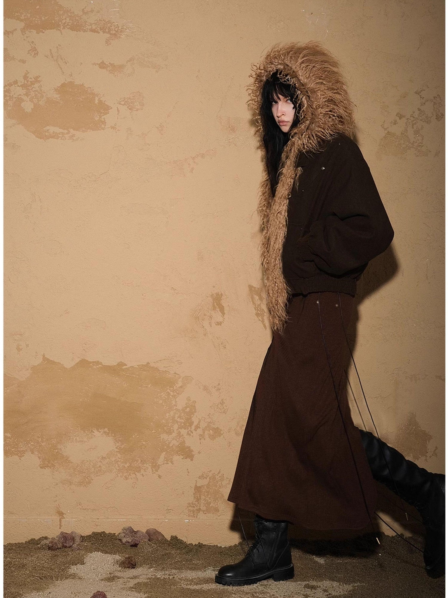 NORTH NODE Short Cropped Faux Fur Patchwork Women&