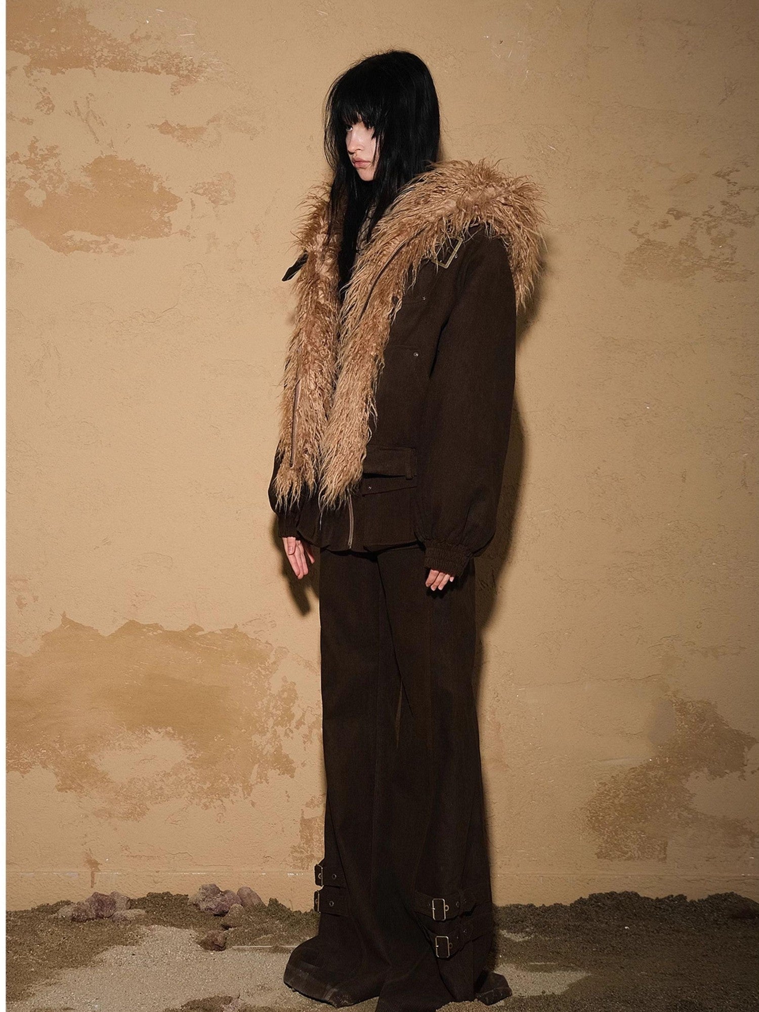 NORTH NODE Short Cropped Faux Fur Patchwork Women&