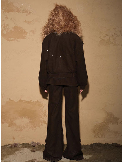 NORTH NODE Short Cropped Faux Fur Patchwork Women&