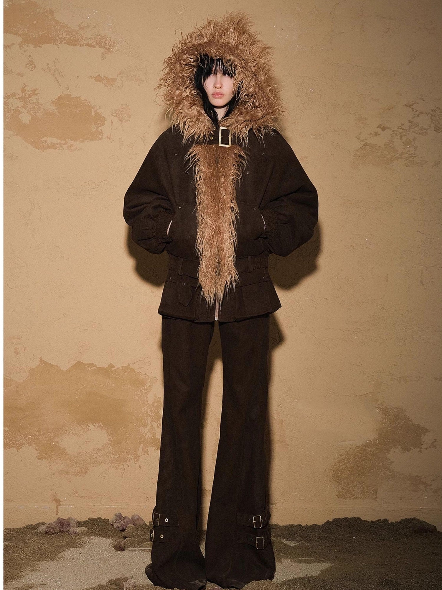 NORTH NODE Short Cropped Faux Fur Patchwork Women&