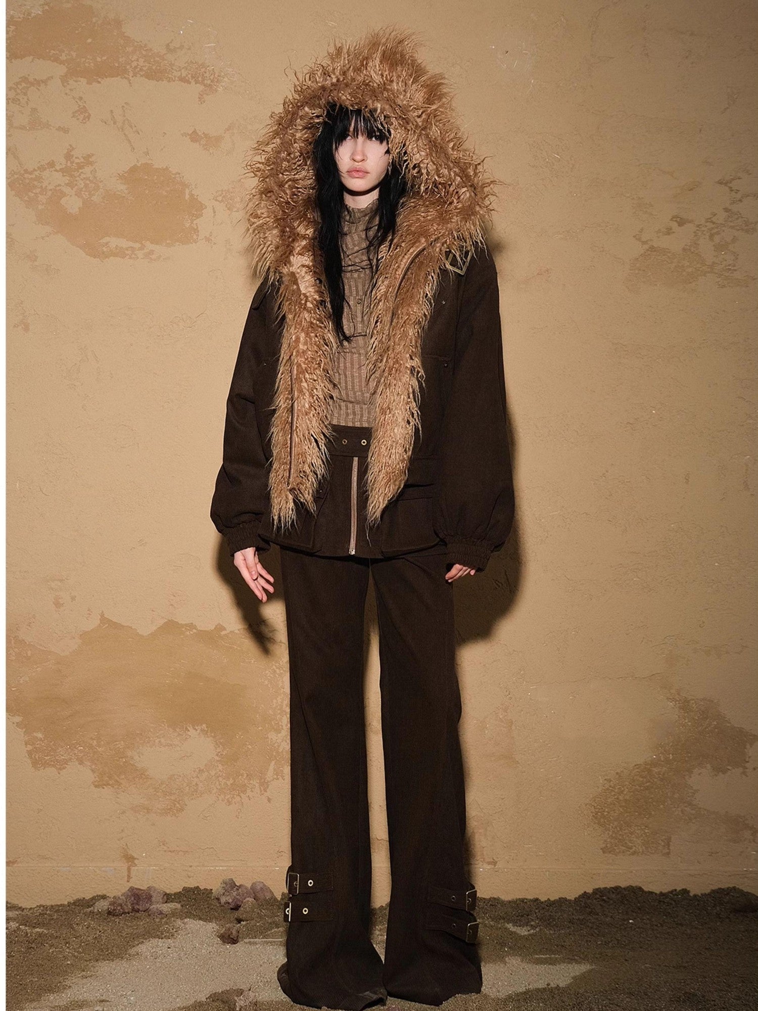 NORTH NODE Short Cropped Faux Fur Patchwork Women&
