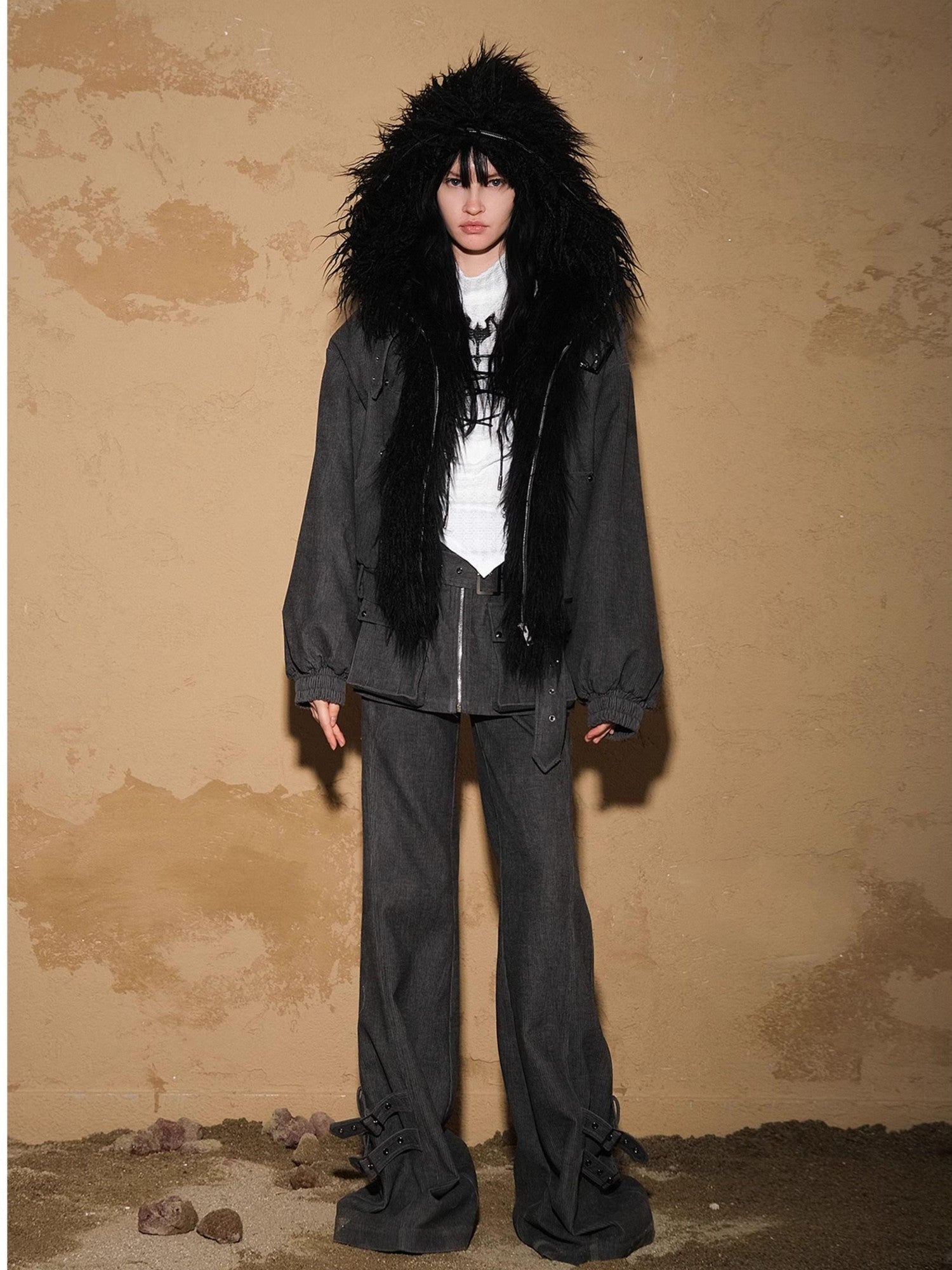 NORTH NODE Short Cropped Faux Fur Patchwork Women&