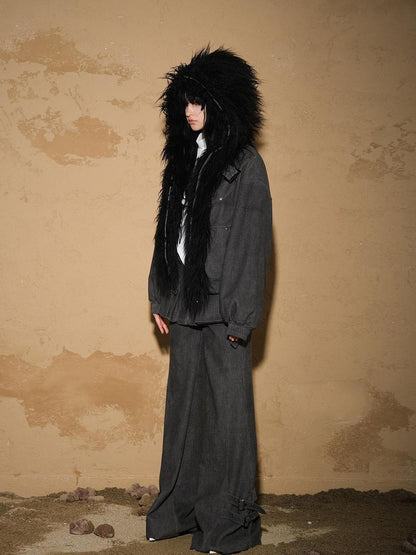 NORTH NODE Short Cropped Faux Fur Patchwork Women&
