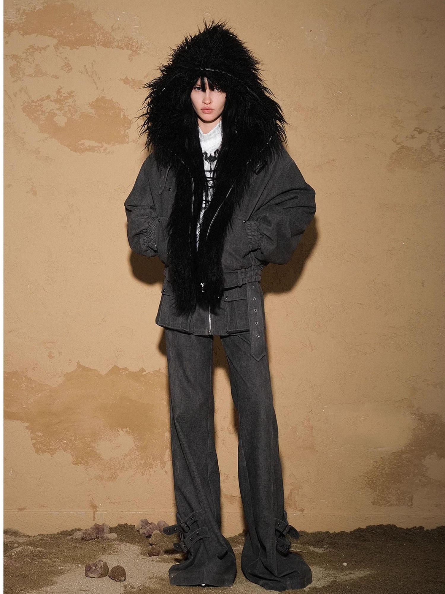 NORTH NODE Short Cropped Faux Fur Patchwork Women&