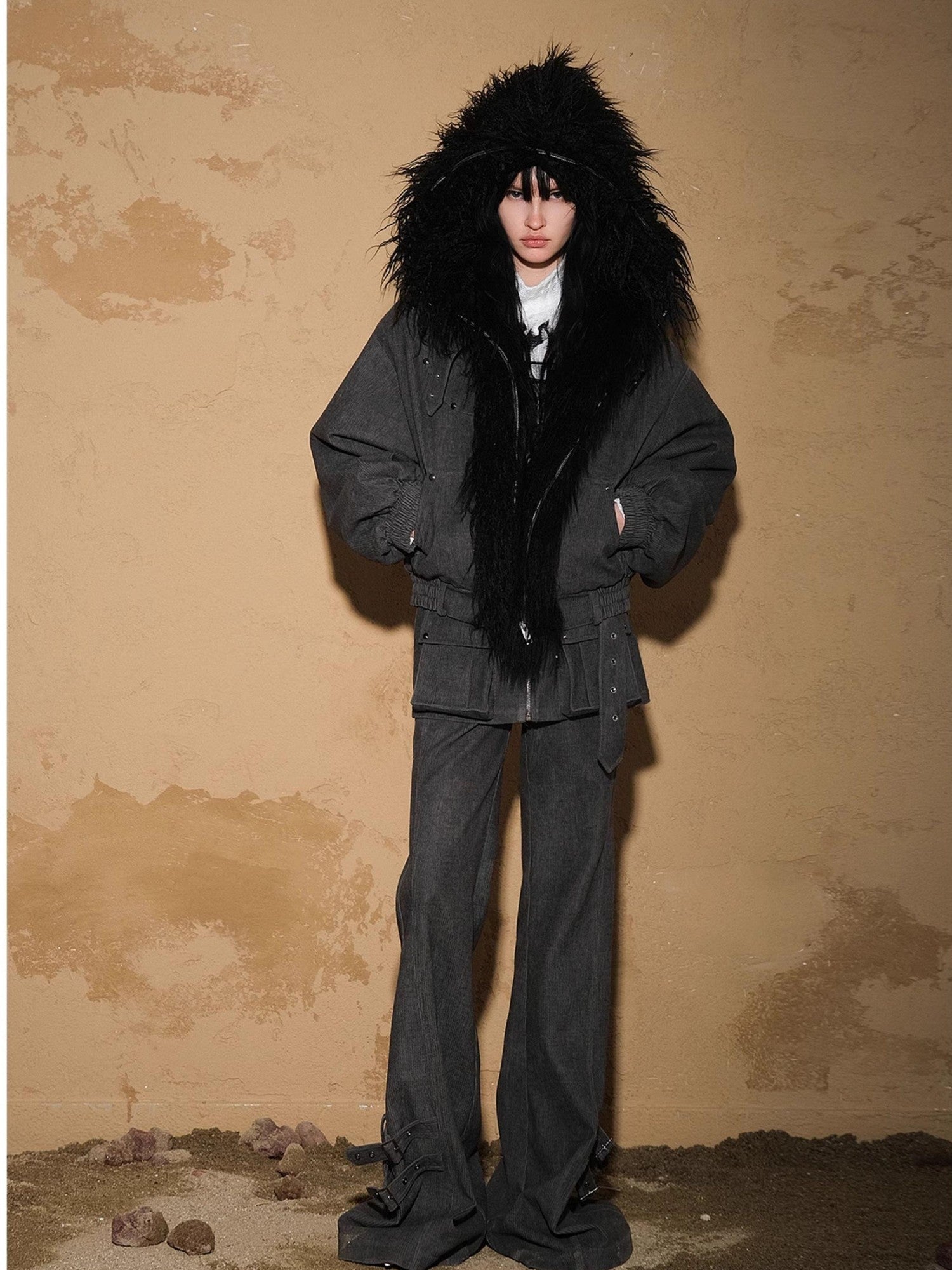 NORTH NODE Short Cropped Faux Fur Patchwork Women&