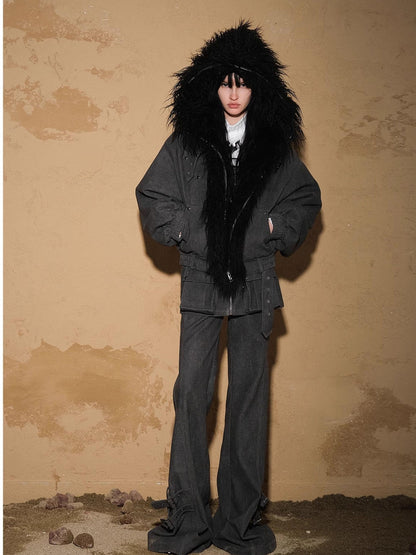 NORTH NODE Short Cropped Faux Fur Patchwork Women&