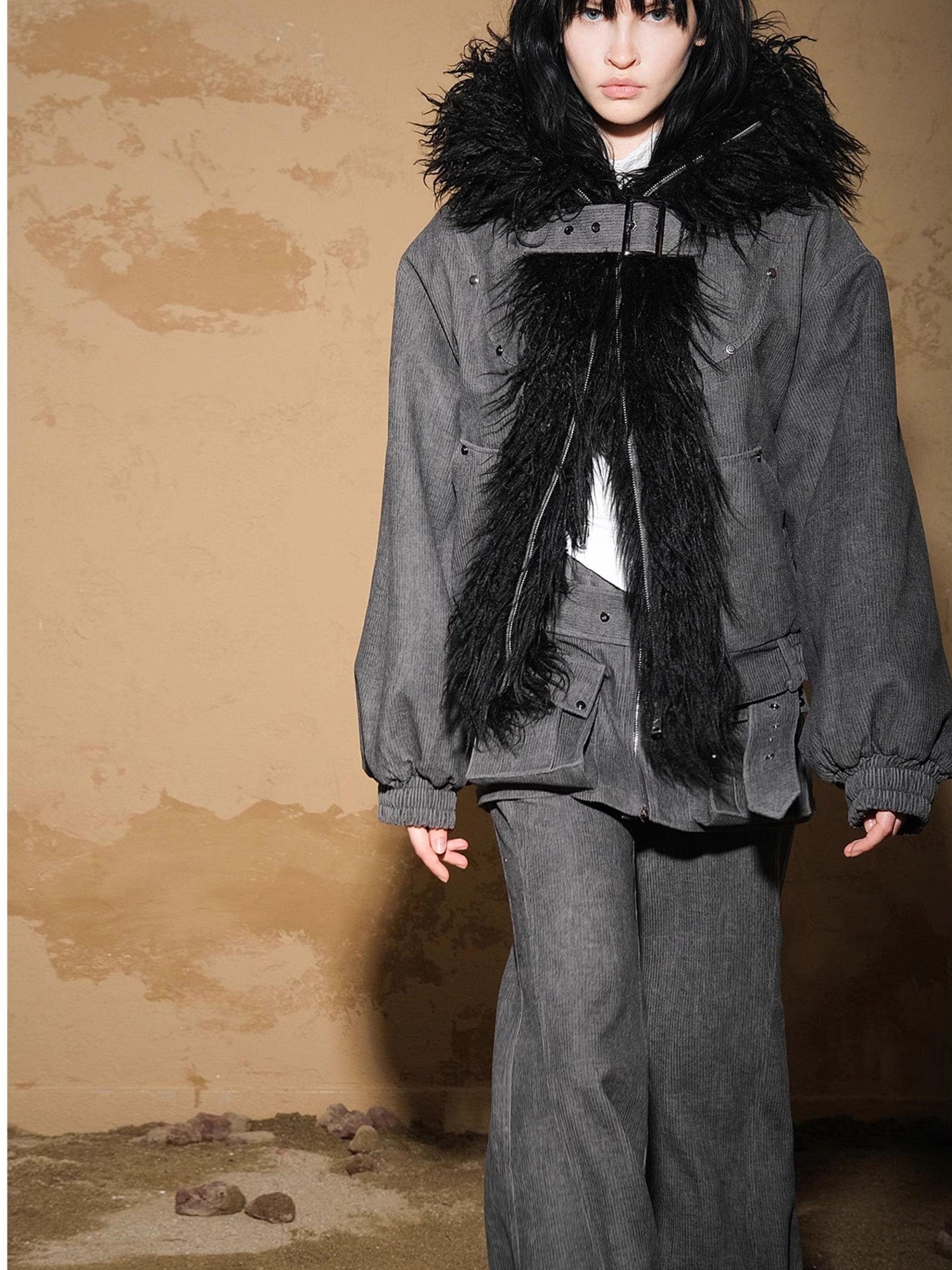 NORTH NODE Short Cropped Faux Fur Patchwork Women&