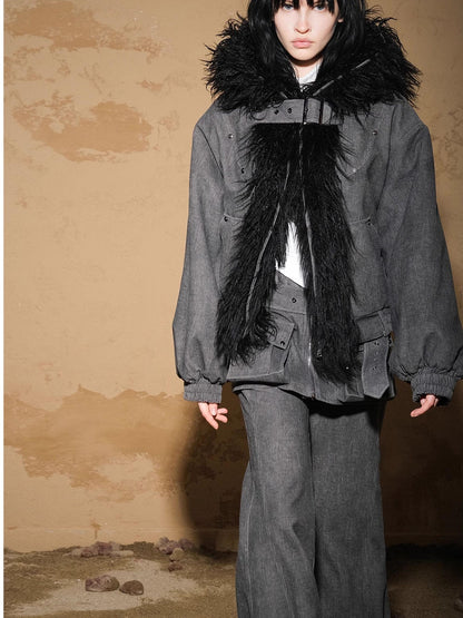 NORTH NODE Short Cropped Faux Fur Patchwork Women&