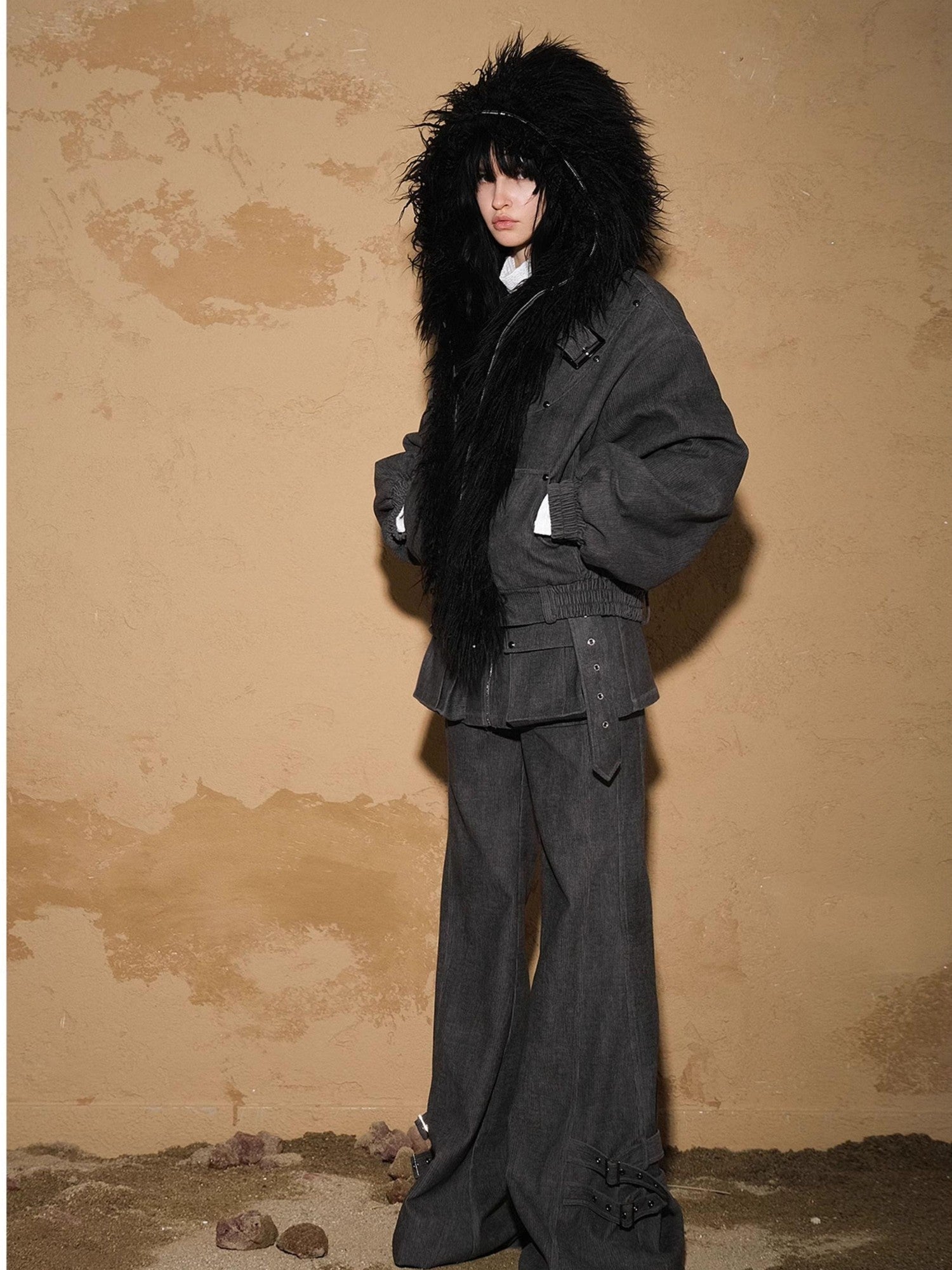 NORTH NODE Short Cropped Faux Fur Patchwork Women&