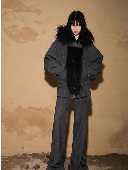 NORTH NODE Short Cropped Faux Fur Patchwork Women&