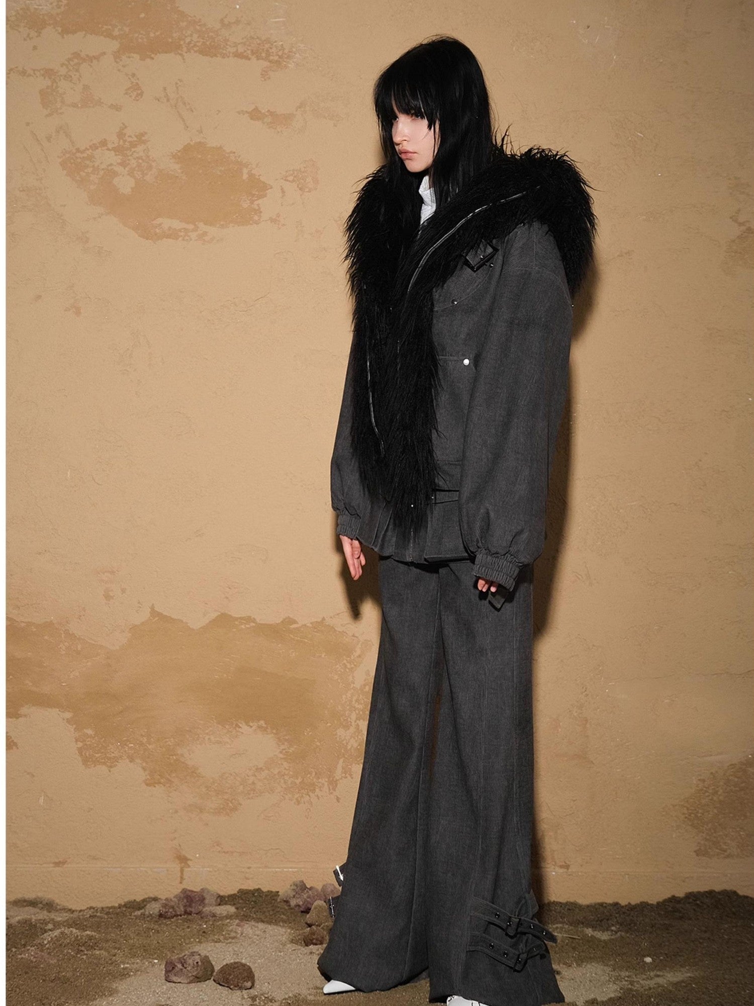 NORTH NODE Short Cropped Faux Fur Patchwork Women&
