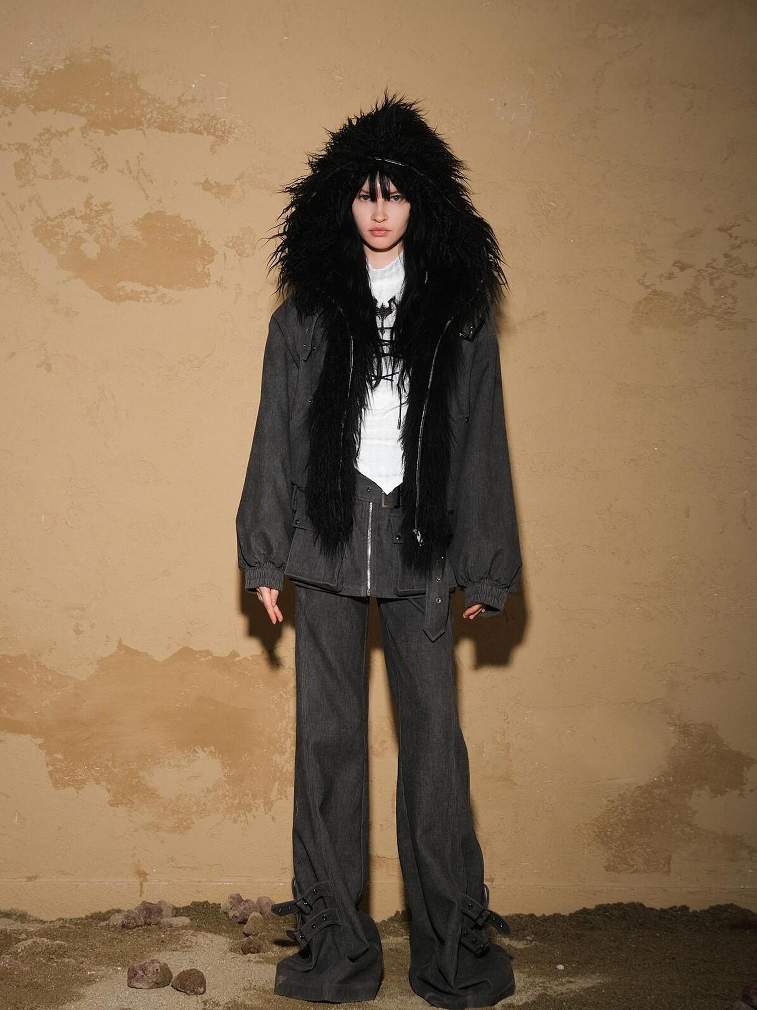 NORTH NODE Short Cropped Faux Fur Patchwork Women&