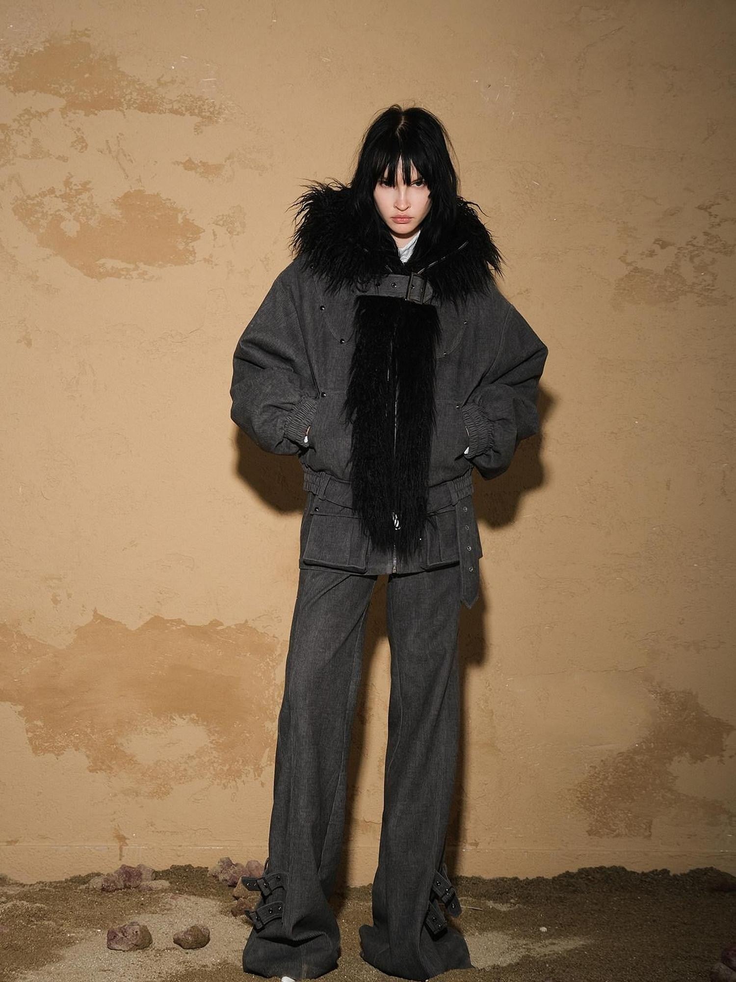 NORTH NODE Short Cropped Faux Fur Patchwork Women&