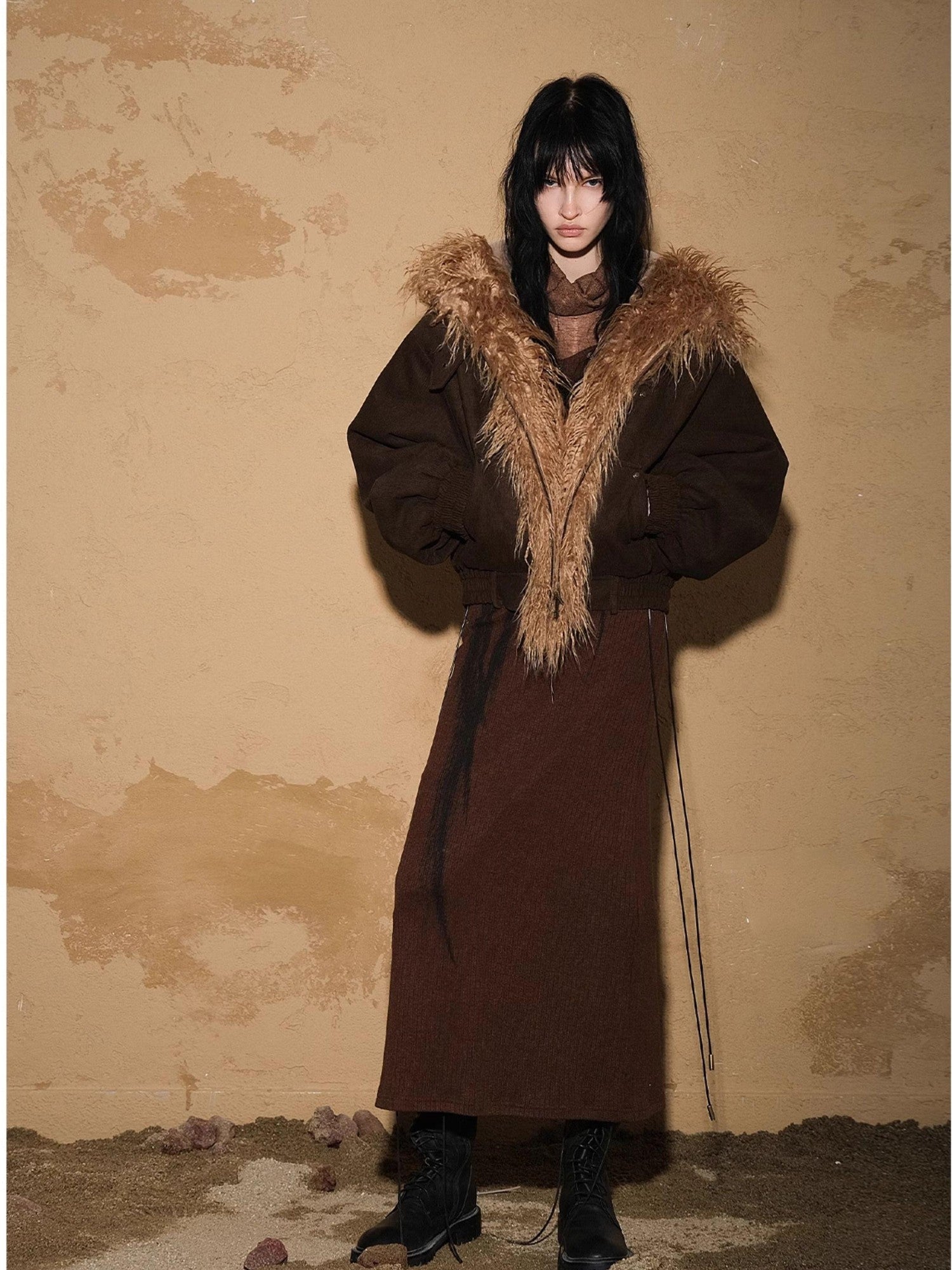 NORTH NODE Short Cropped Faux Fur Patchwork Women&