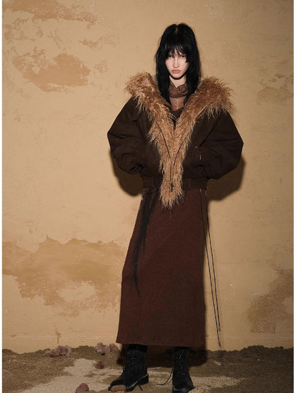 NORTH NODE Short Cropped Faux Fur Patchwork Women&