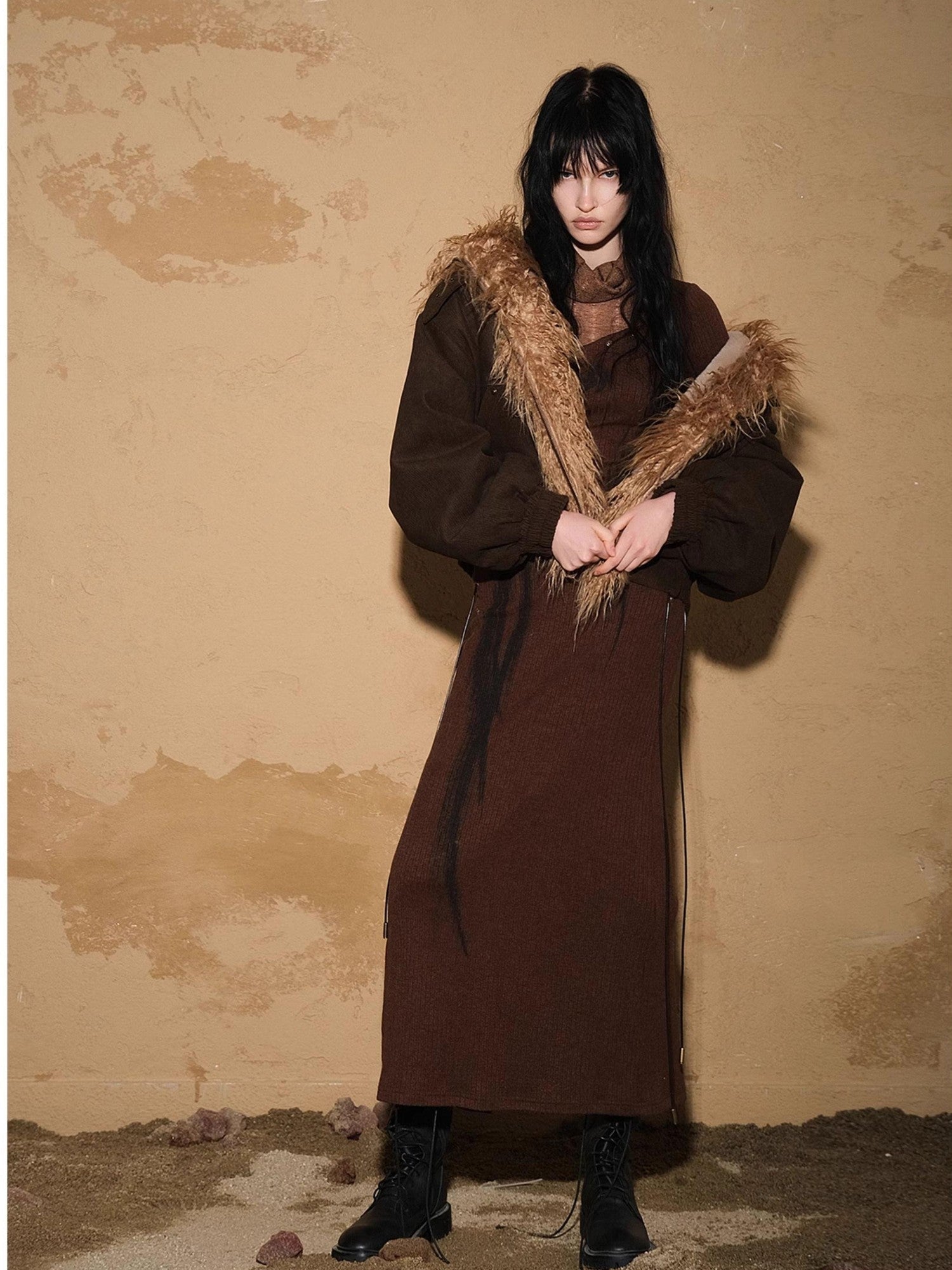 NORTH NODE Short Cropped Faux Fur Patchwork Women&