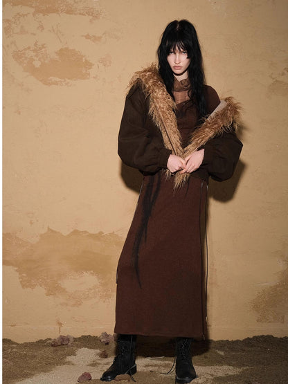 NORTH NODE Short Cropped Faux Fur Patchwork Women&