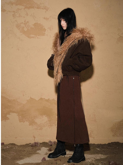 NORTH NODE Short Cropped Faux Fur Patchwork Women&