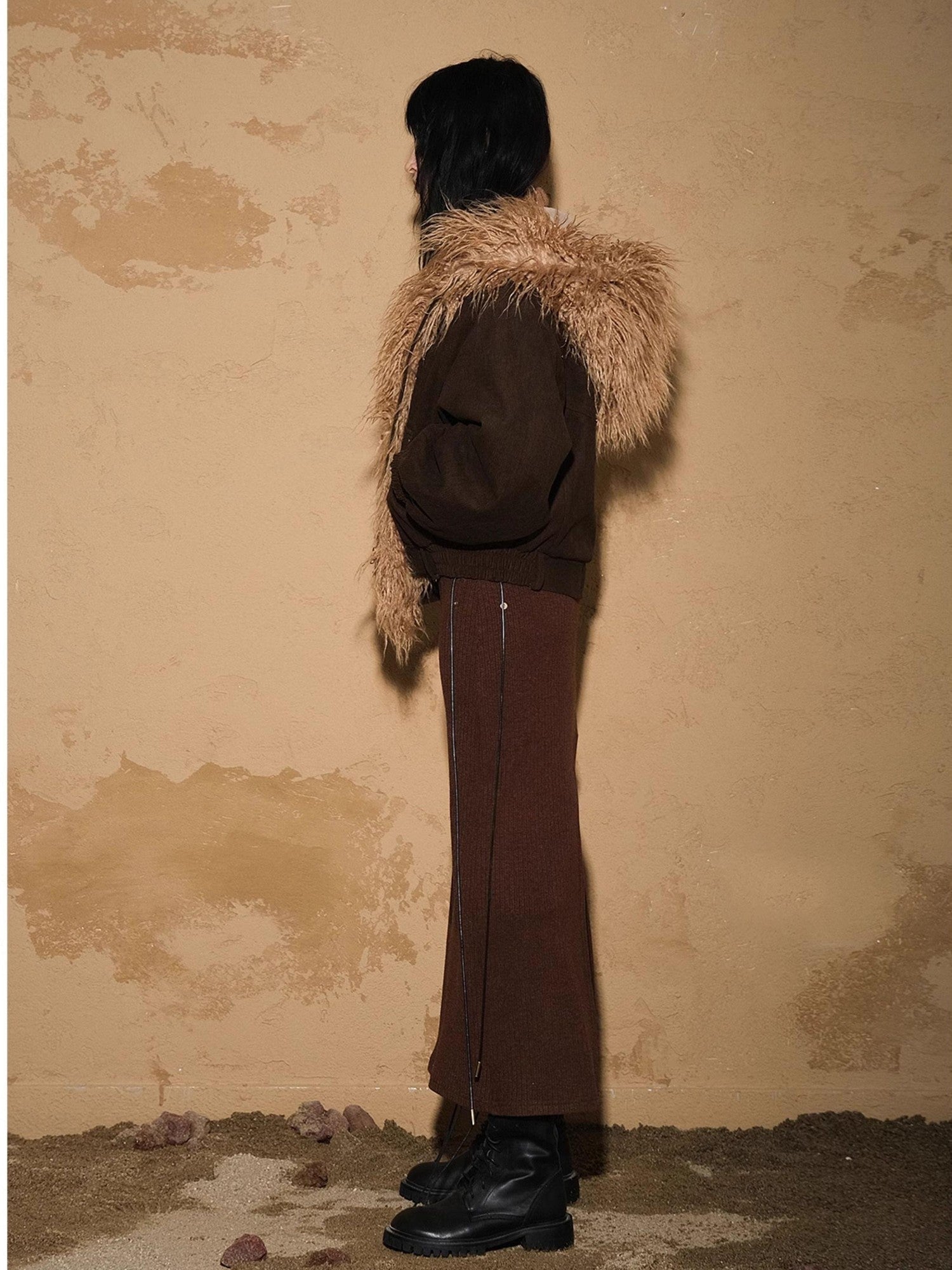 NORTH NODE Short Cropped Faux Fur Patchwork Women&
