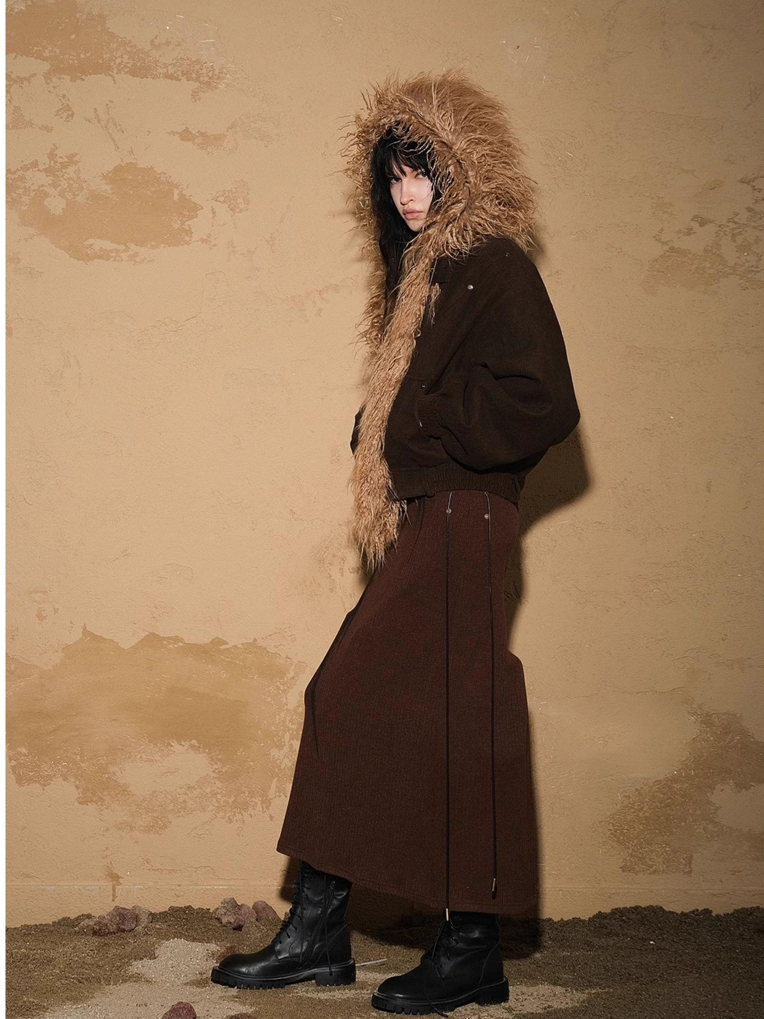 NORTH NODE Short Cropped Faux Fur Patchwork Women&