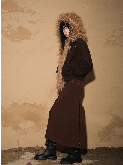 NORTH NODE Short Cropped Faux Fur Patchwork Women&