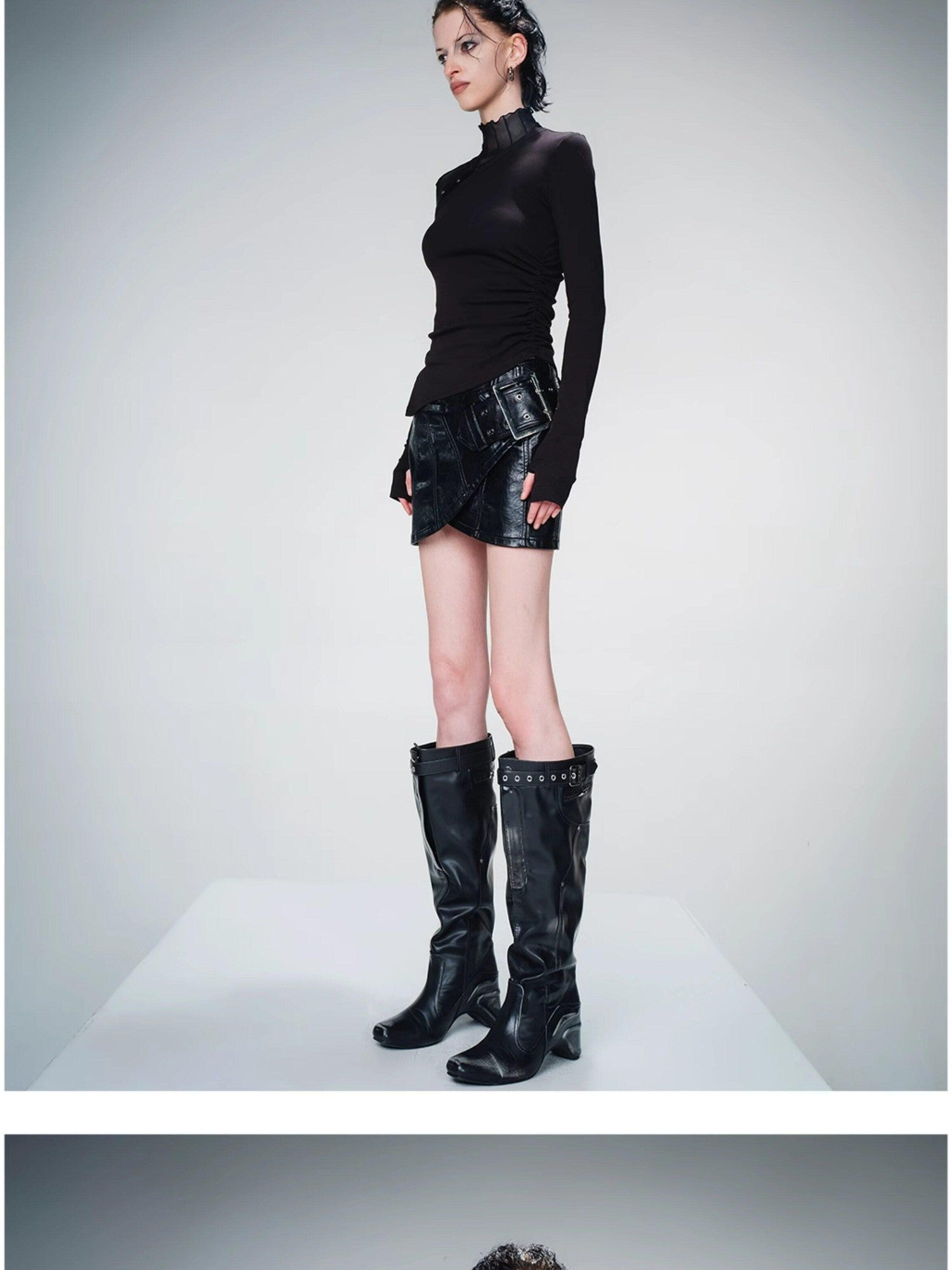 NORTH NODE Side Panel Half High Collar Paneled Slim Fit Women&