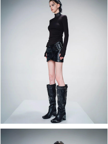 NORTH NODE Side Panel Half High Collar Paneled Slim Fit Women&