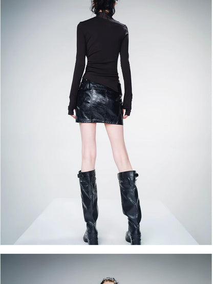 NORTH NODE Side Panel Half High Collar Paneled Slim Fit Women&