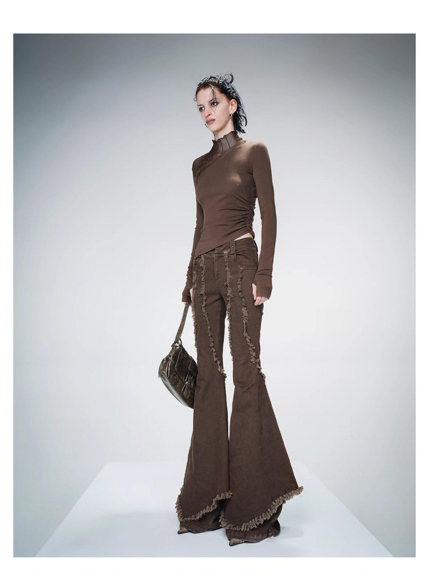 NORTH NODE Side Panel Half High Collar Paneled Slim Fit Women&
