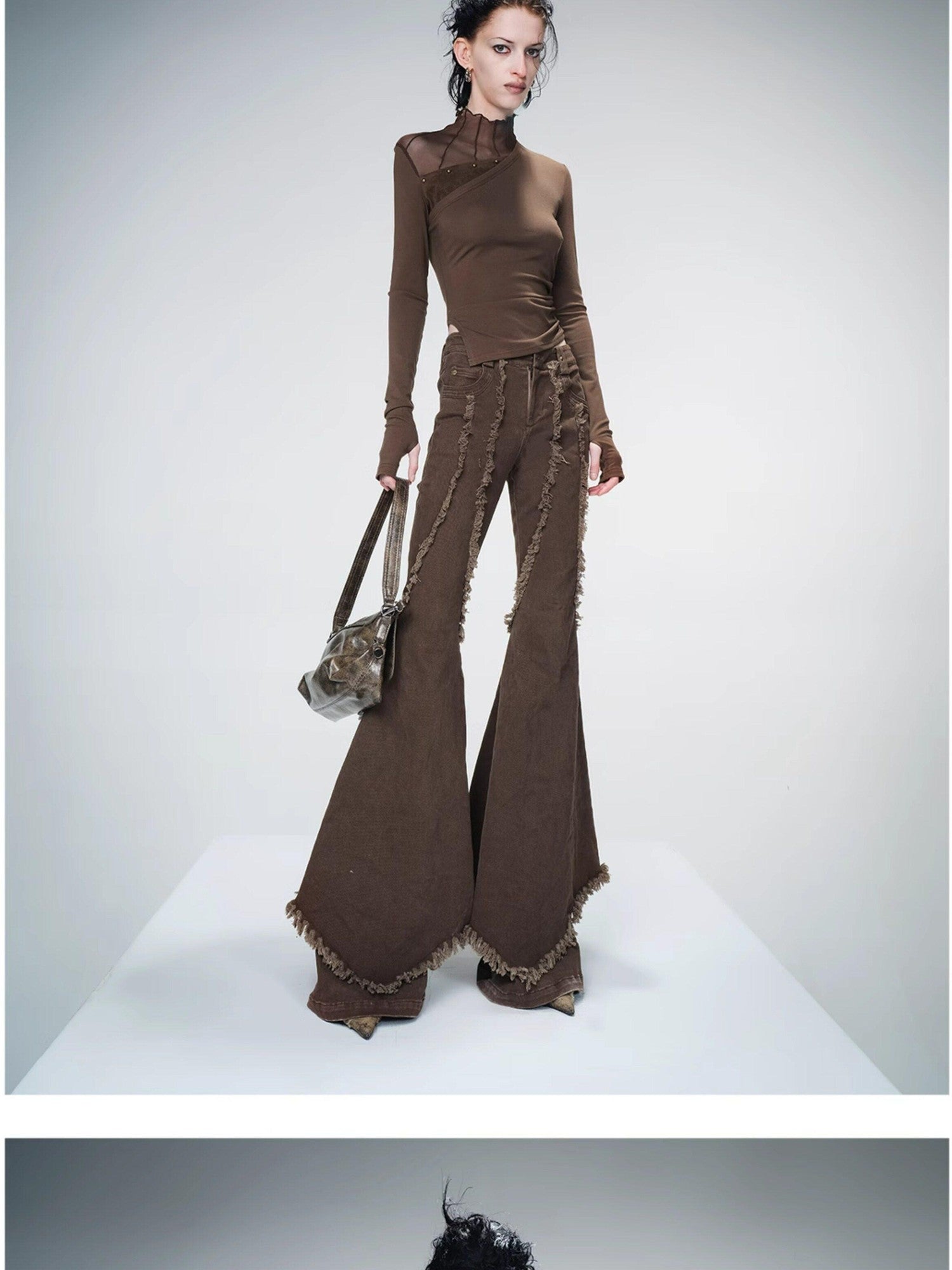 NORTH NODE Side Panel Half High Collar Paneled Slim Fit Women&