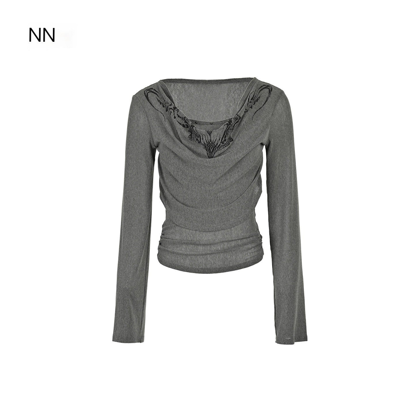 NORTH_NODE_Siren_Print_Fake_Layer_Draped_Neck_Women&